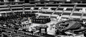Setting up for Bon Jovi
